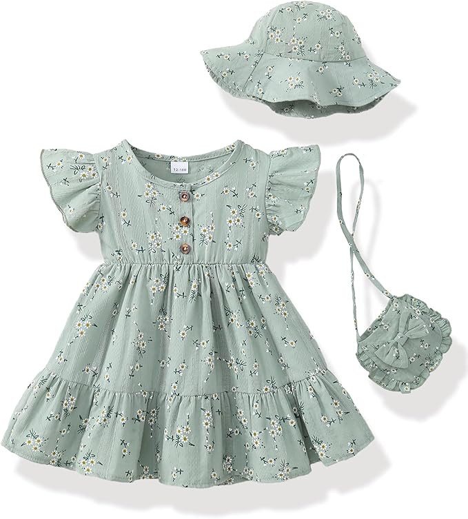 Toddler Baby Girl Boho Dress Ruffle Button Down Casual Cotton Floral Summer Beach Dresses Sundres... | Amazon (US)