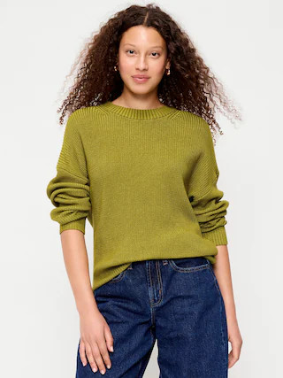 Crew-Neck Shaker Stitch Tunic Sweater | Old Navy (US)