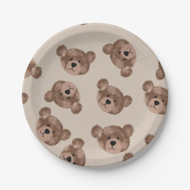 Teddy Bear Birthday Baby Shower  Paper Plates | Zazzle | Zazzle
