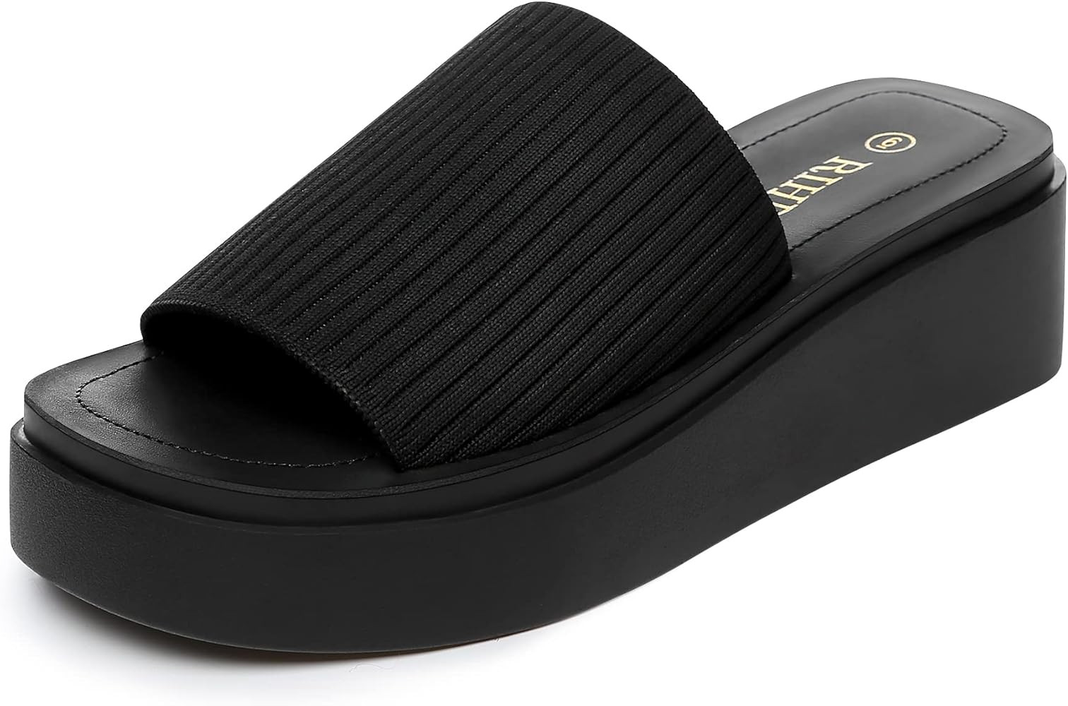 Rihero Women's Knit Platform Sandals Comfort Open Toe Slip On Chunky Slides | Amazon (US)
