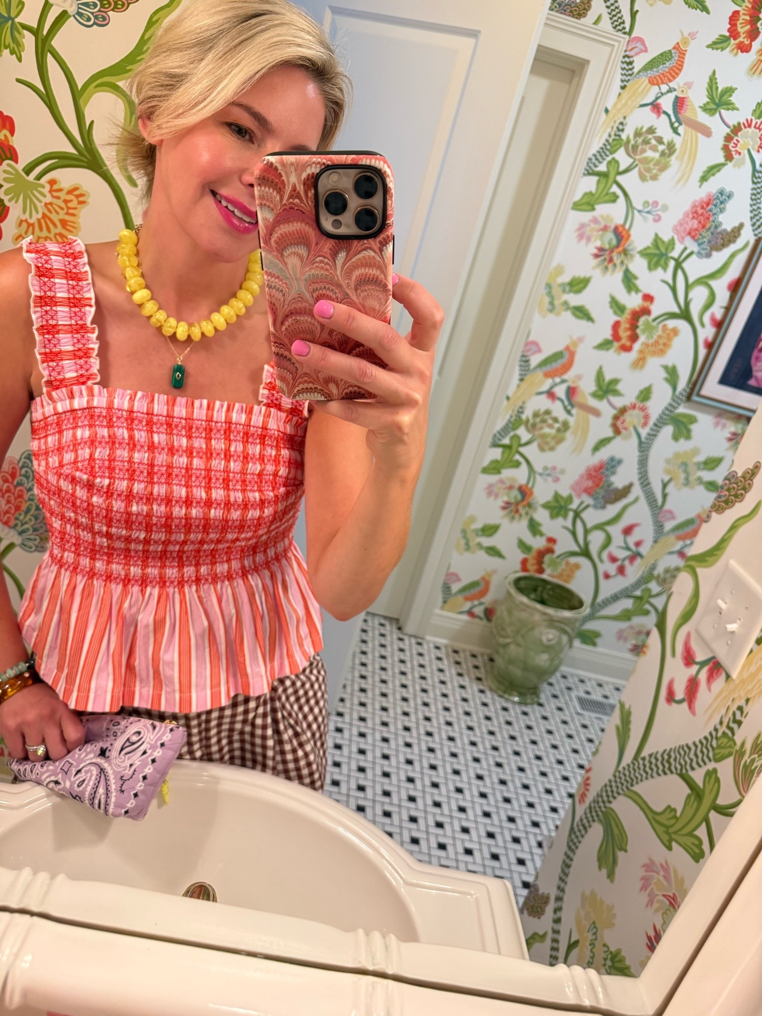 Walmart smocked top 👌🏻❤️

New favorite statement jewelry Erin McDermott 🍋🍋‍🟩🎾

#LTKootd #LTKgrwm