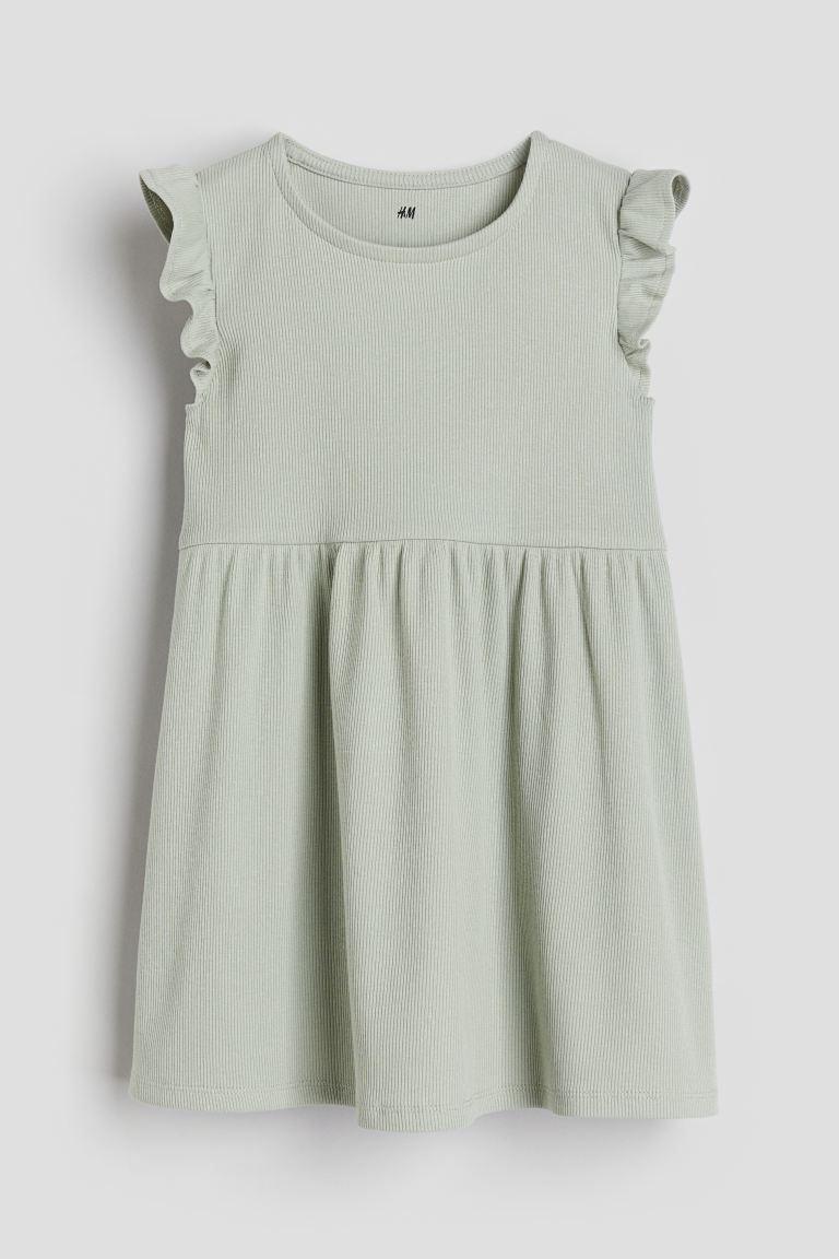 Ribbed Jersey Dress - Round Neck - Sleeveless - Light green - Kids | H&M US | H&M (US + CA)