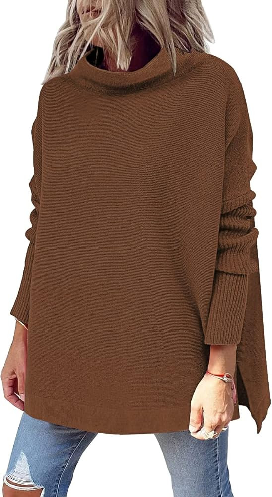 EFAN Oversized Turtleneck Sweaters 2022 Trendy Long Sleeve Winter and Fall Chunky Knit Pullover Outf | Amazon (US)