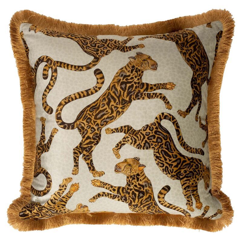 Cheetah Kings 24x24 Pillow, Stone Velvet | One Kings Lane