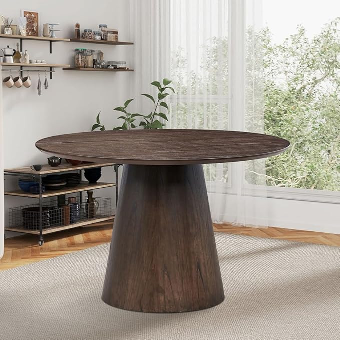 WILLIAMSPACE 47.24" Round Dining Table for 4 to 6, Modern Wooden Kitchen Table with Cone Wood Ped... | Amazon (US)