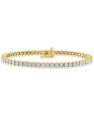 Diamond Tennis Bracelet (1 ct. t.w.) in Sterling Silver, 14k Gold-Plated Sterling Silver or 14k R... | Macy's