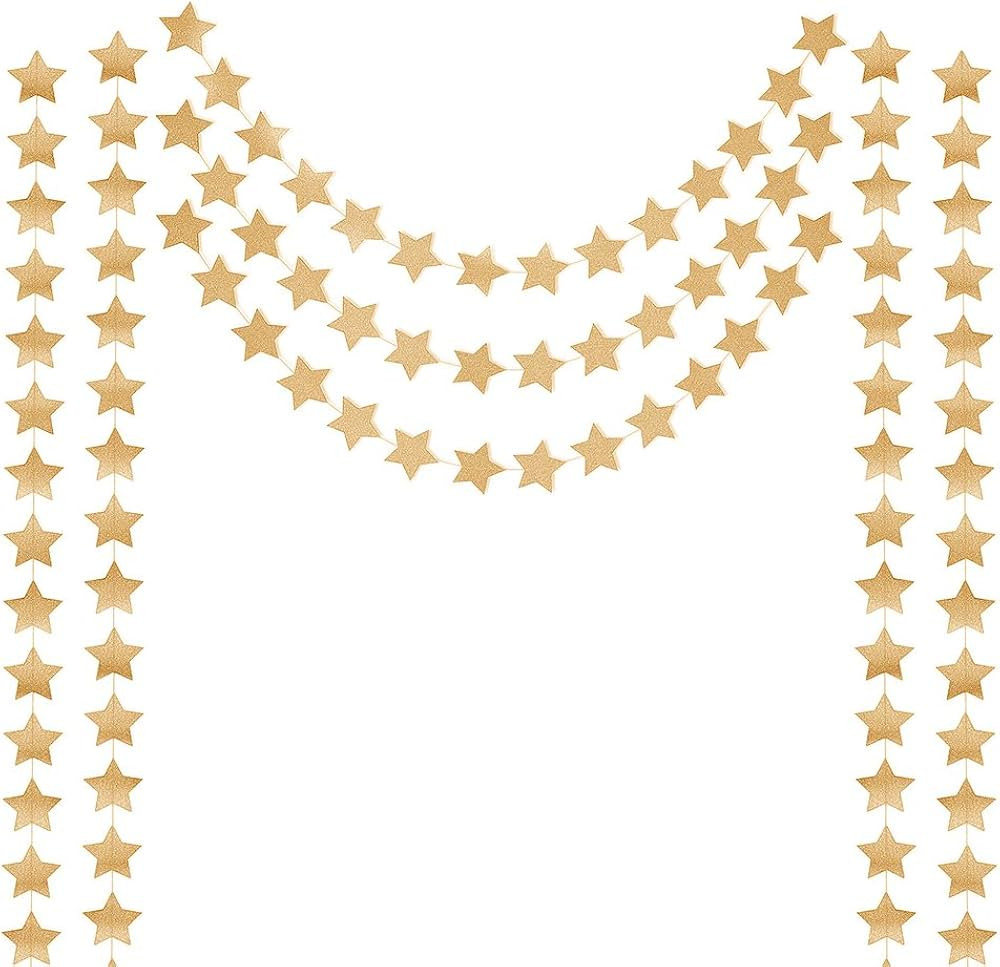 Honbay 2PCS Double Side Glitter Paper Star Garland Christmas Galaxy Banner Christmas Garland - 4 ... | Amazon (US)