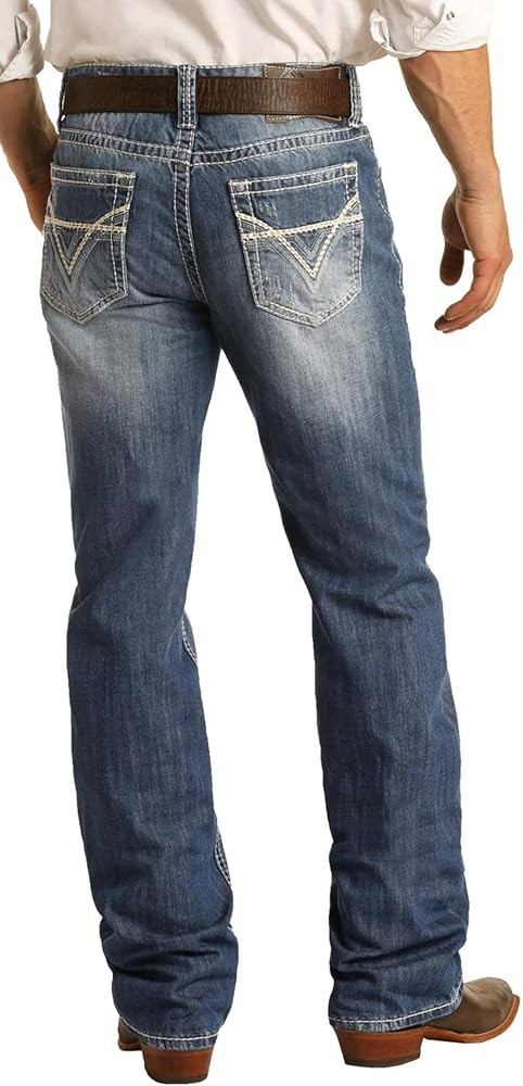 Rock & Roll Denim Double Barrel Straight Leg Relaxed Fit Large V Medium Vintage Wash Jeans | Amazon (US)
