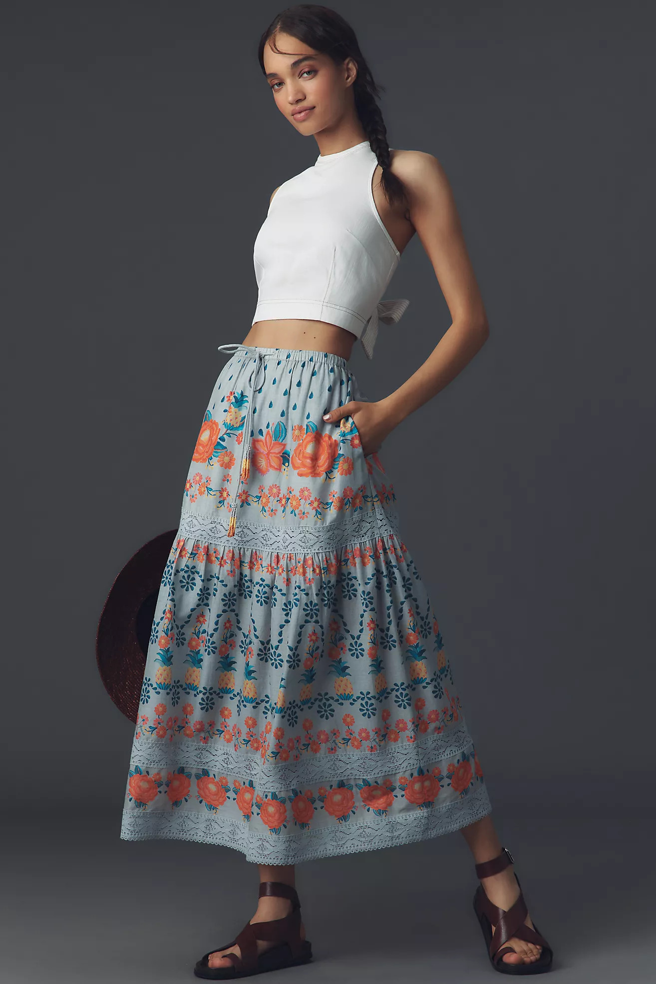 Farm Rio Tropical Delicacy Midi Skirt | Anthropologie (US)