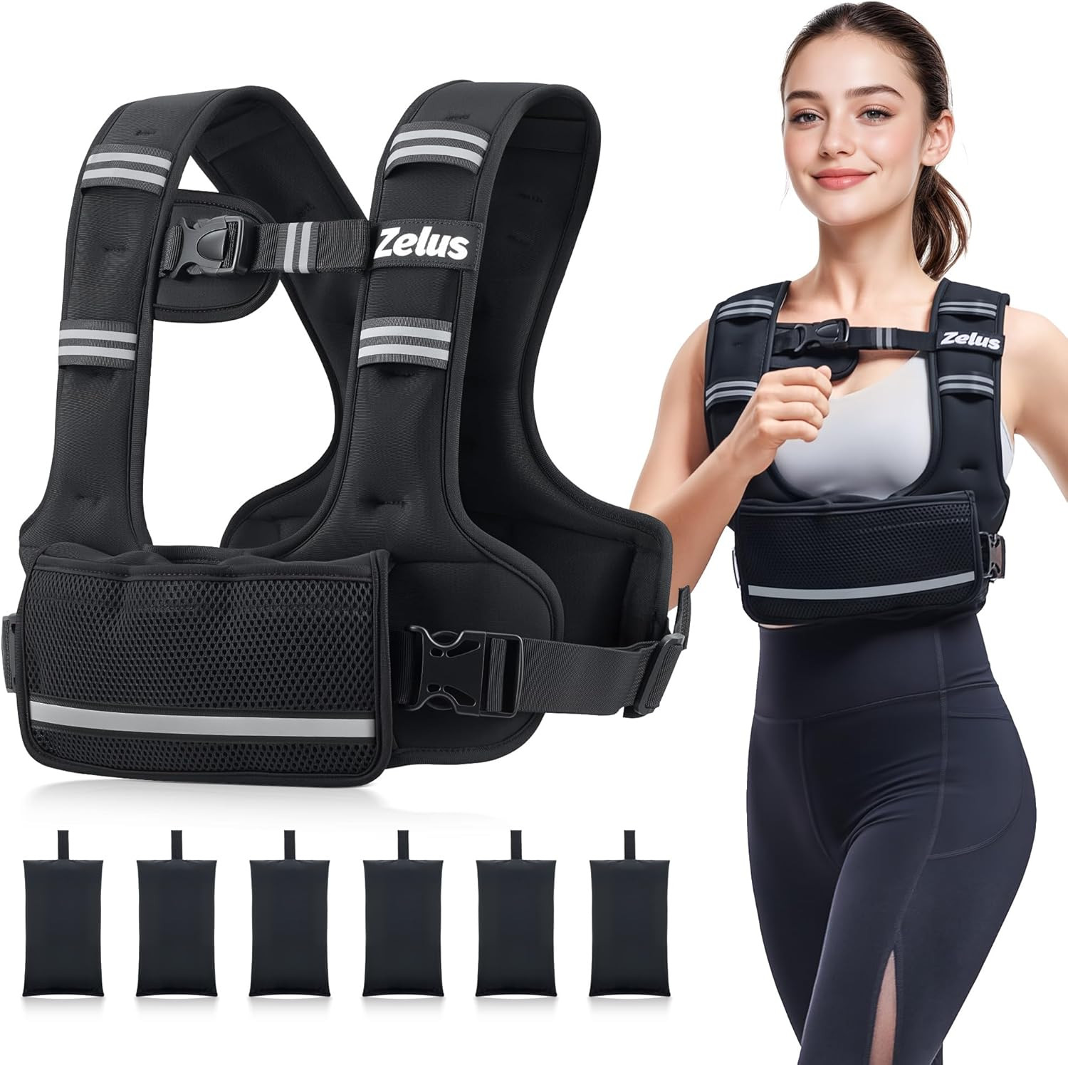 ZELUS Weighted Vest for Women Men, 4-10lb/11-20lb/20-32lb Curve-Fit Ergonomic Design Adjustable W... | Amazon (US)
