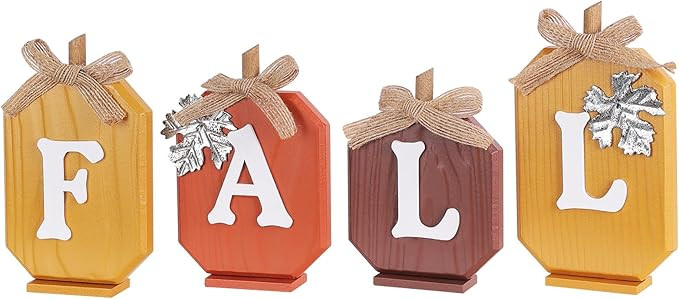 Fall Decorations for Home, Pumpkin Wood Sign with Fall Lettered for Fall Decor, Decorative Wooden... | Amazon (US)