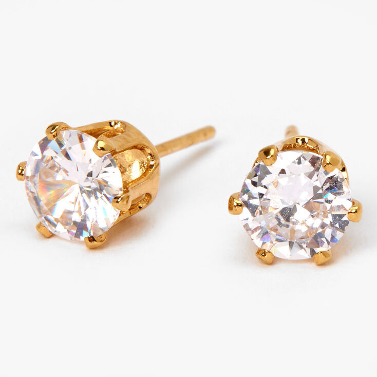 18kt Gold Plated Cubic Zirconia 6MM Cupcake Stud Earrings | Claire's (US)
