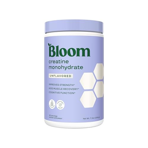 Bloom Nutrition Creatine Monohydrate Powder, 5g Micronized Creatine per Serving, Supports Muscle Recovery, Strength, Endurance, Pre or Post Workout, Gluten Free, Non GMO, Unflavored, 40 SVG, 7.3 oz | Amazon (US)