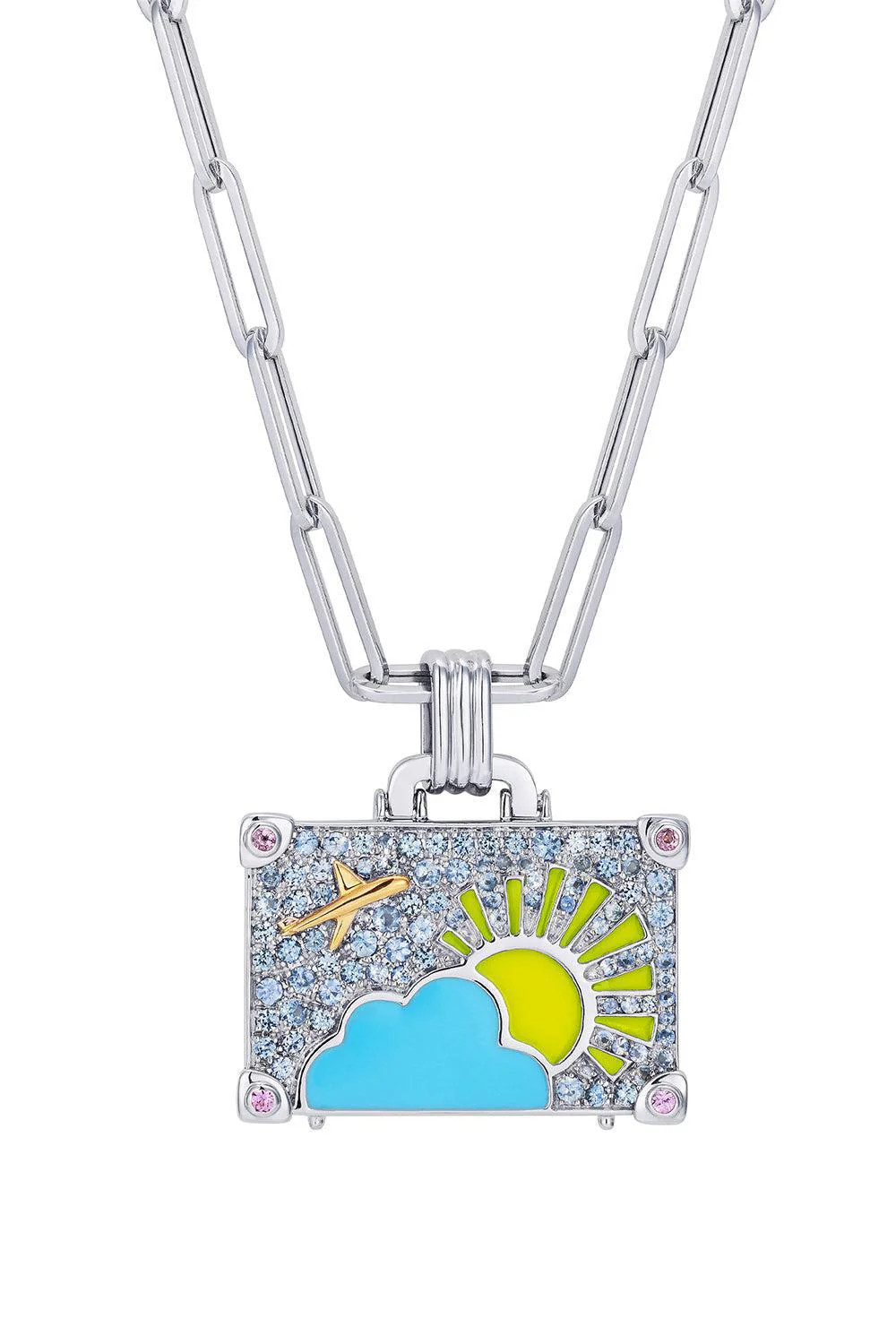 Sapphires Weekend Trip Mini Suitcase Pendant Necklace | NEVERNOT | Marissa Collections