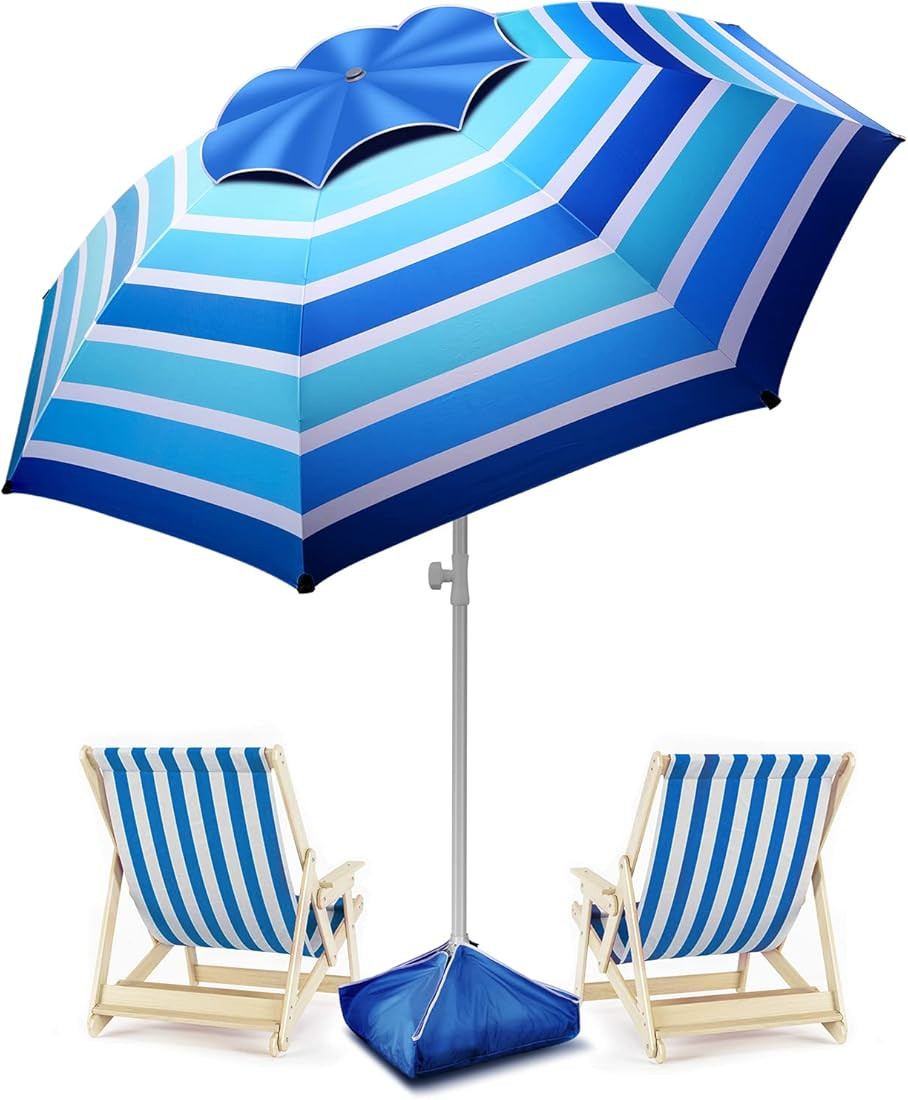Amazon.com : Fisqueen 8FT Large Beach Umbrella, Portable Outdoor Umbrella with UPF50+ UV Protection, | Amazon (US)