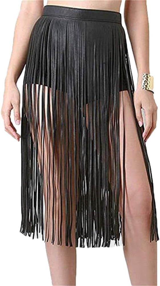Women Punk Waist Belt PU Leather Chain Fringe Belly Harness Belt Tassel Waistband Party Nightclub... | Amazon (US)