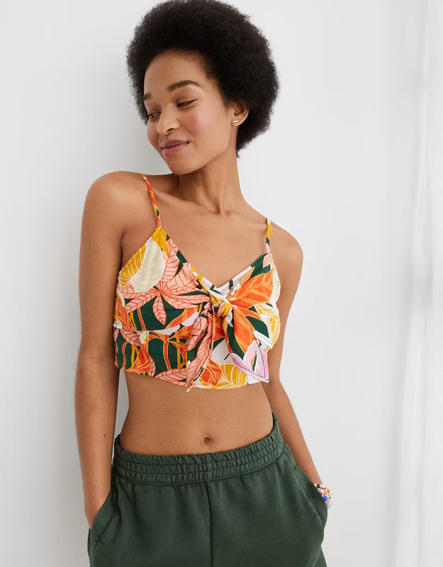 Aerie Woven Tie Front Tank Top | American Eagle Outfitters (US & CA)