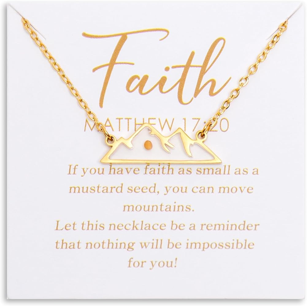Christian Gifts Mustard Seed Necklace for Women,Move Mountains Shell Necklaces Christian Faith Je... | Amazon (US)