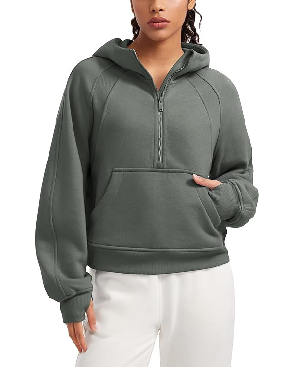 CRZ YOGA Womens Fleece Lined Half Zip Hoodies Pullover Oversized Long Sleeve Casual Workout Sweat... | Amazon (US)