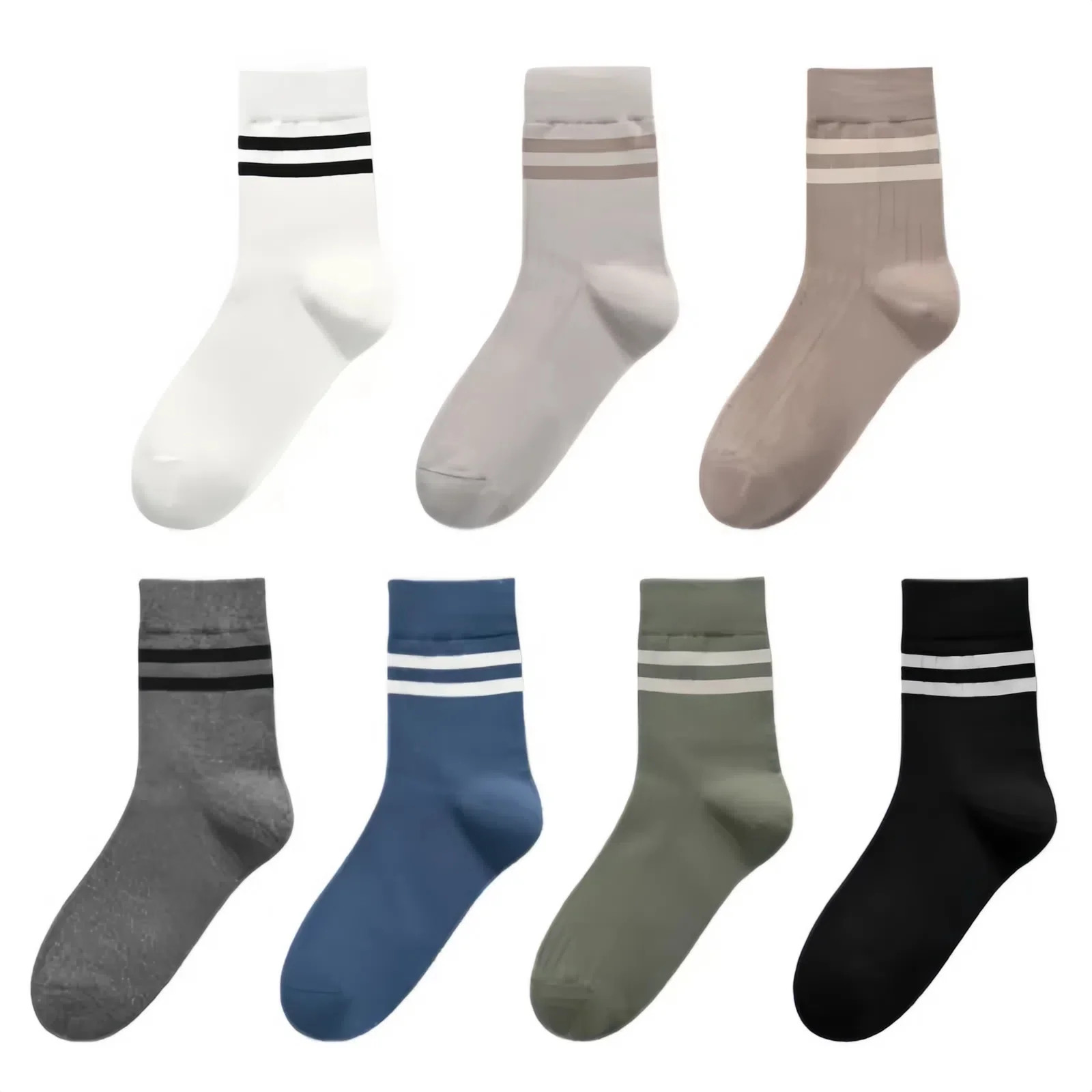 QXMELANO 7 Pairs Mens Cotton Mid-Calf Socks Anti-Odor Striped Student Mid Crew Athletic Socks Siz... | Walmart (US)