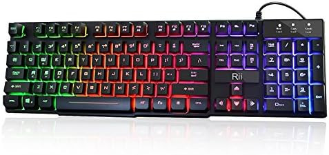Rii RK100+ Multiple Color Rainbow LED Backlit Large Size USB Wired Mechanical Feeling Multimedia ... | Amazon (US)