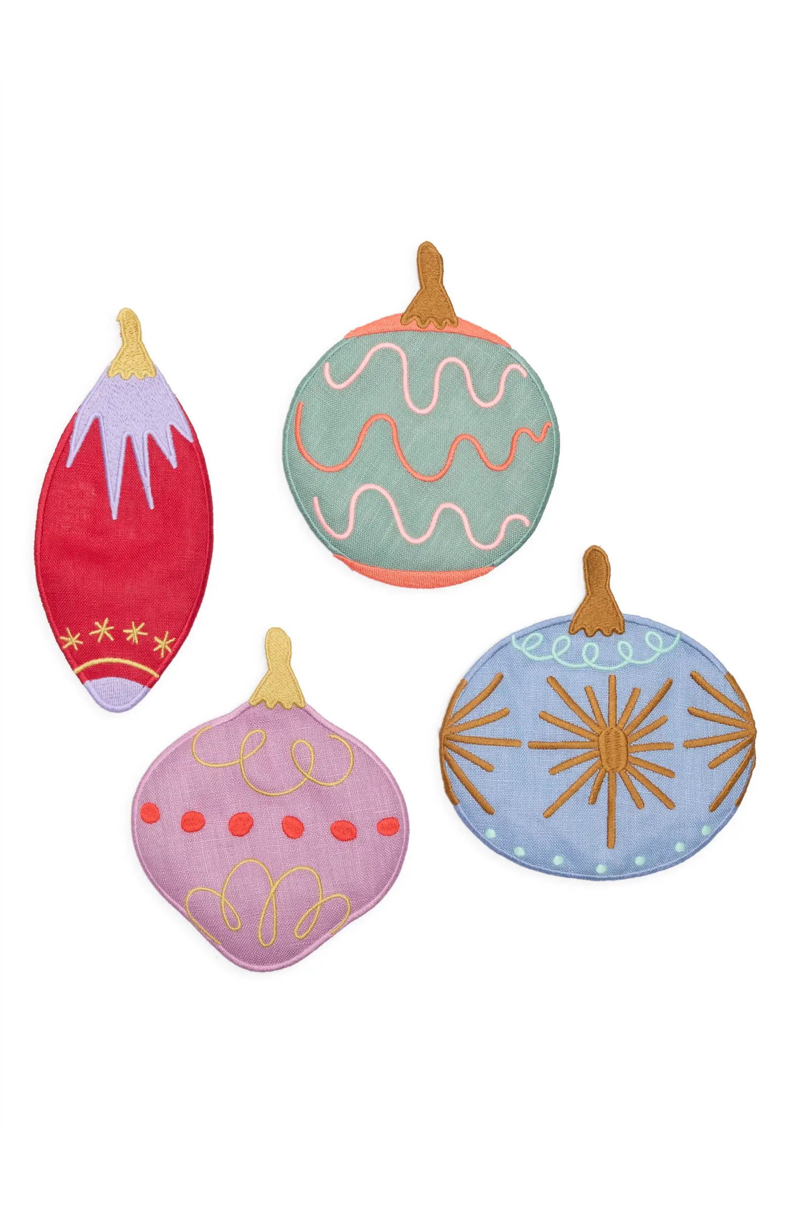 PIECEWORK PUZZLES Assorted Set of 4 Deck the Halls Linen Cocktail Napkins | Nordstrom | Nordstrom