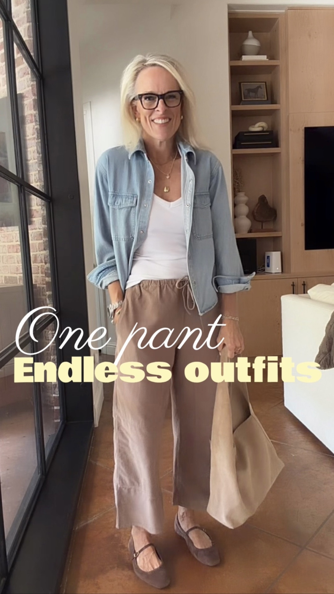 This color of the pant was sold out but back in stock!! 👏🏼👏🏼
Comes in several colors
• size down one. I’m in XS 

These are comfy & stylish. Styled here to make several outfits! 
@jcrew @Quince