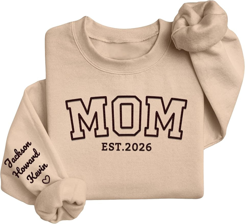 Personalized Mothers Day Birthday Gift for Mom from Daughter Son, Custom Embroidered Sweatshirt H... | Amazon (US)