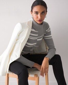 Long-Sleeve Ribbed Colorblock Turtleneck | White House Black Market