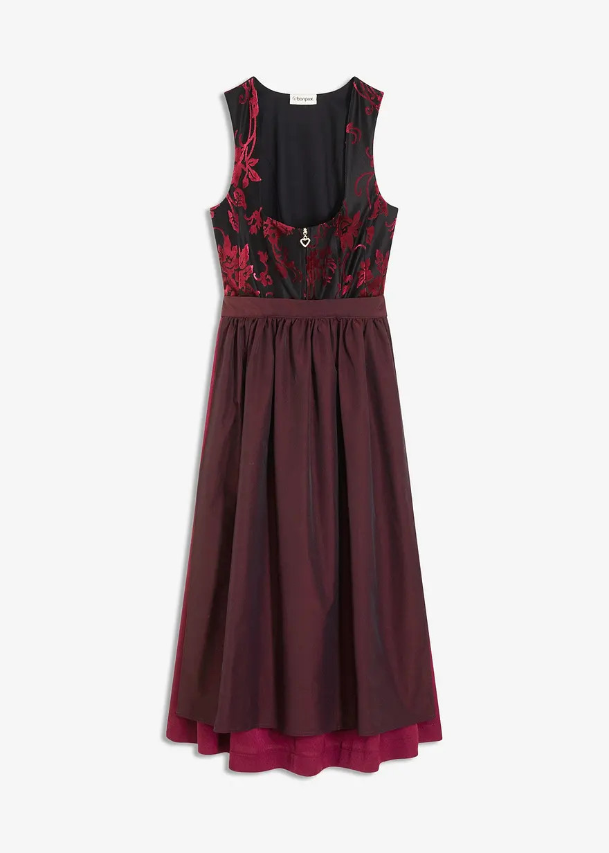 traditionelles Dirndl mit hochwertigen Samtmieder mit Burn-Out Muster und changierender Sch\u00fc... | Bonprix DE