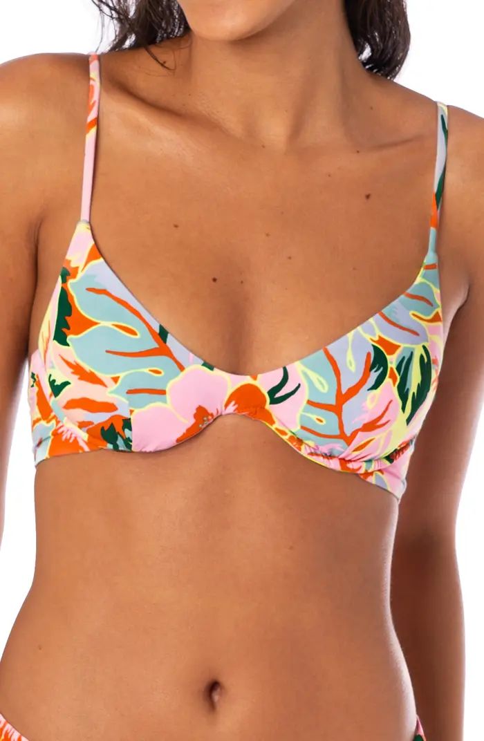 Neon Leafy Irene Reversible Underwire Bikini Top | Nordstrom