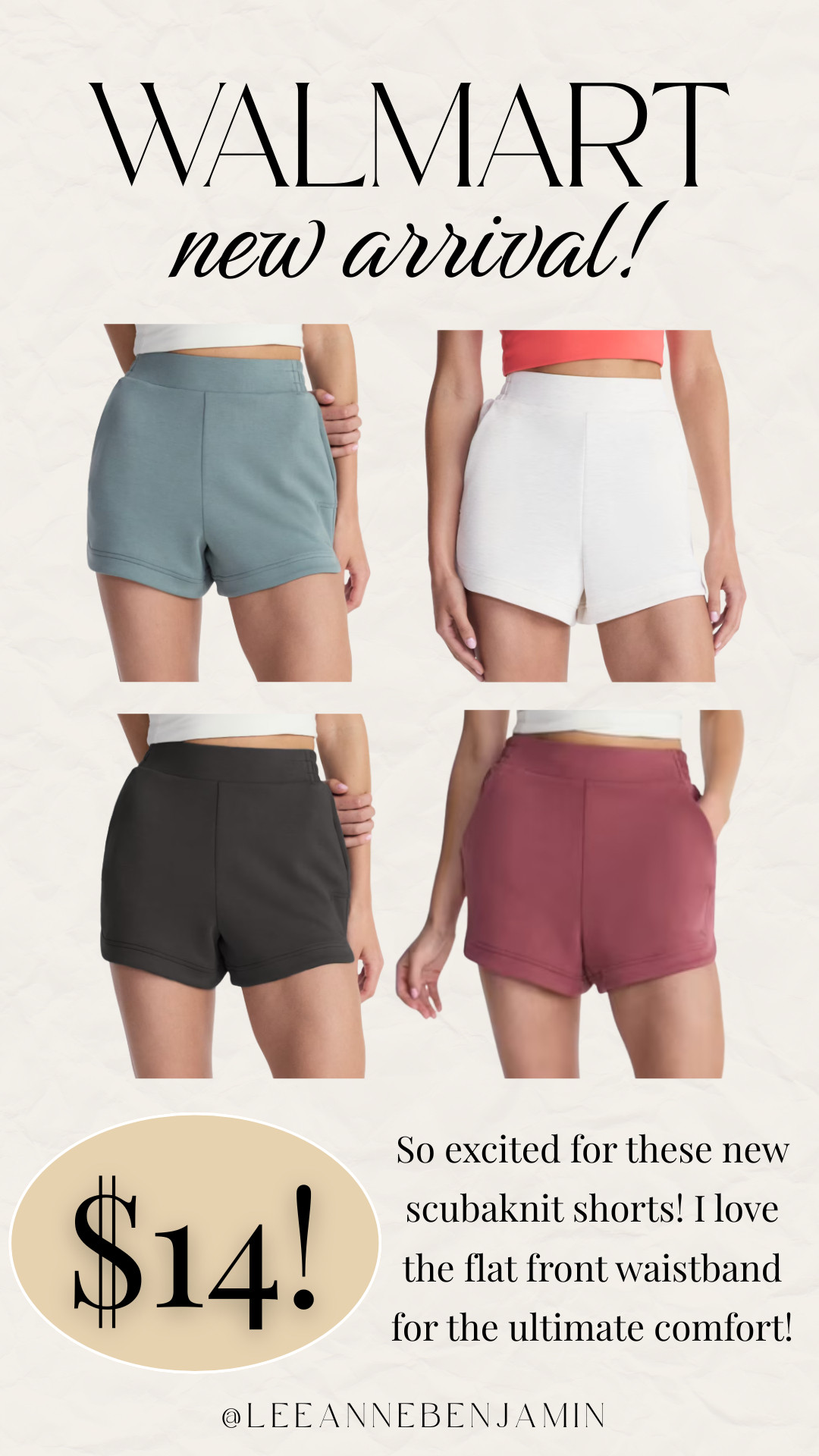 $14 for the cutest new scubaknit shorts from Walmart! Obsessed with this fabric and love the flat front waistband! 

 #LTKootd #LTKfitnessgoals #LTKActive