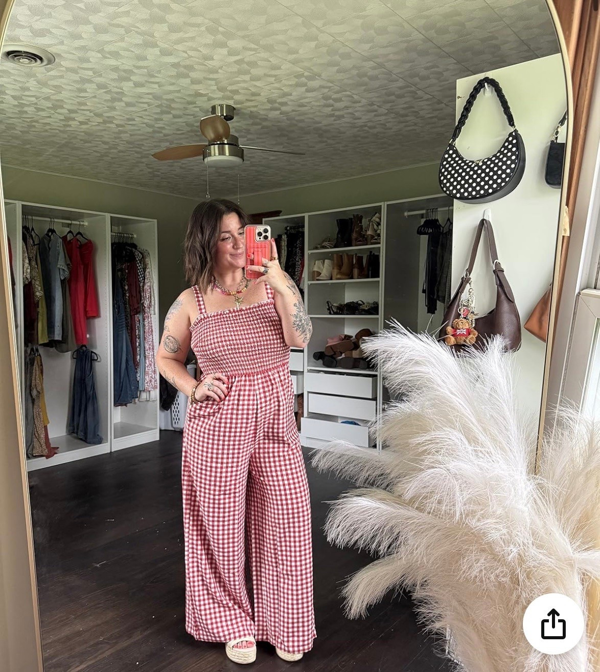 Summer outfit inspiration! My new gingham jumpsuit is everything you need for summer days. Perfect for any casual occasion. #summerstyle I am 5’1 size 8/10 wearing medium!

#LTKootd #LTKSeasonal #LTKMidsize