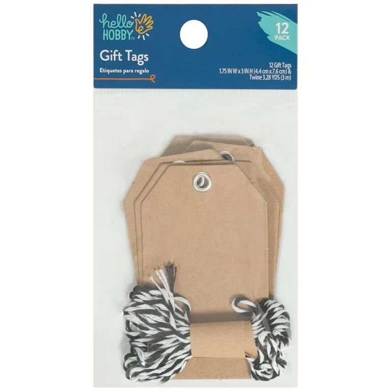 Hello Hobby Kraft color Paper Gift Tags, 3" x 1.75 x 0.0625 (12 Count) | Walmart (US)