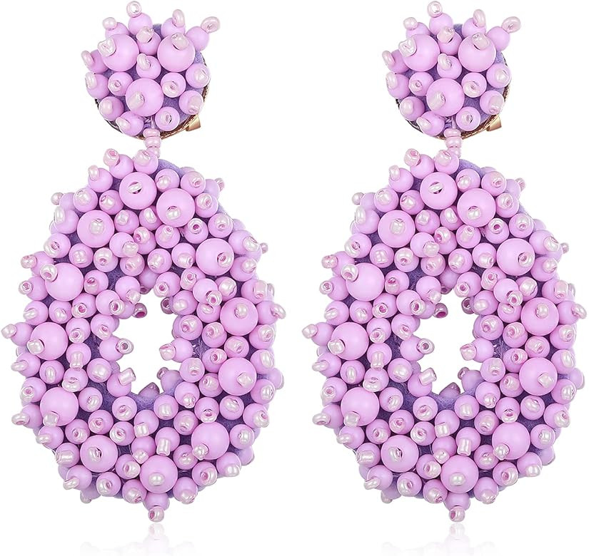 Statement Drop Earrings - Bohemian Beaded Teardrop Dangle Earrings Gift for Women | Amazon (US)