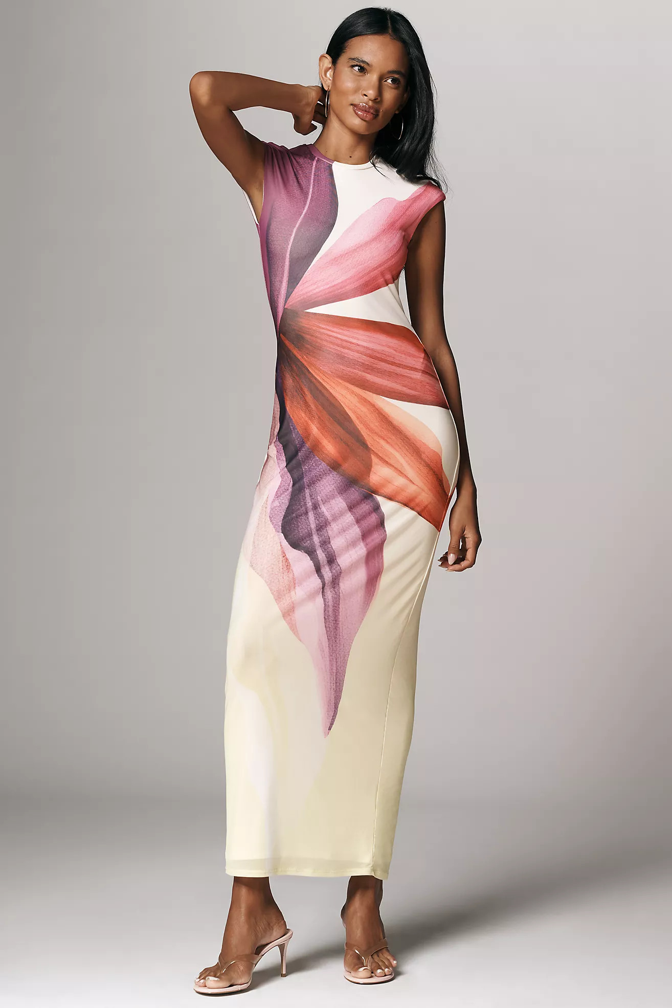 AFRM Short-Sleeve Slim Mesh Maxi Dress | Anthropologie (US)