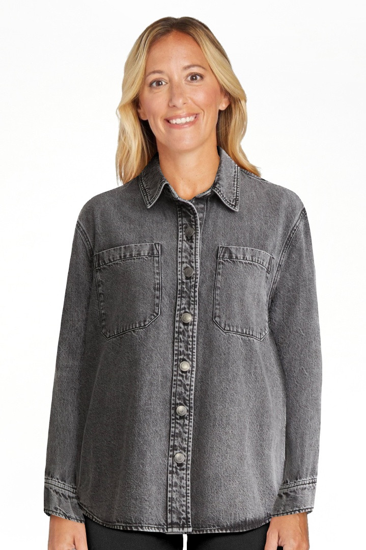 Time and Tru Women's Denim Overshirt with Long Sleeves, Sizes XS-XXXL | Walmart (US)
