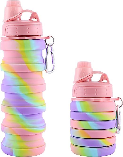 MAKERSLAND Rainbow Collapsible Sports Water Bottle for Kids, Students, Reusable BPA Free Silicone... | Amazon (US)