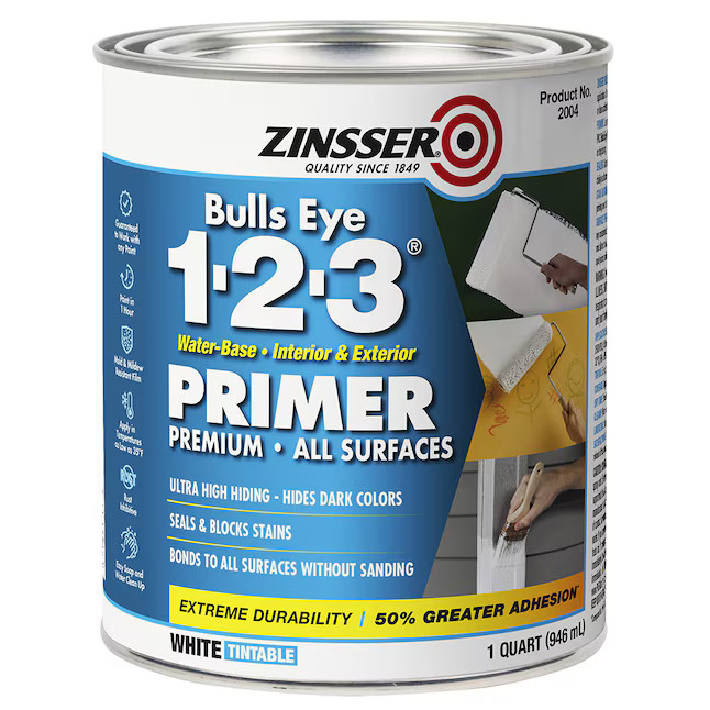 Zinsser Bulls Eye 1-2-3 Interior/Exterior Multi-purpose Water-based Wall and Ceiling Primer ( 1-q... | Lowe's