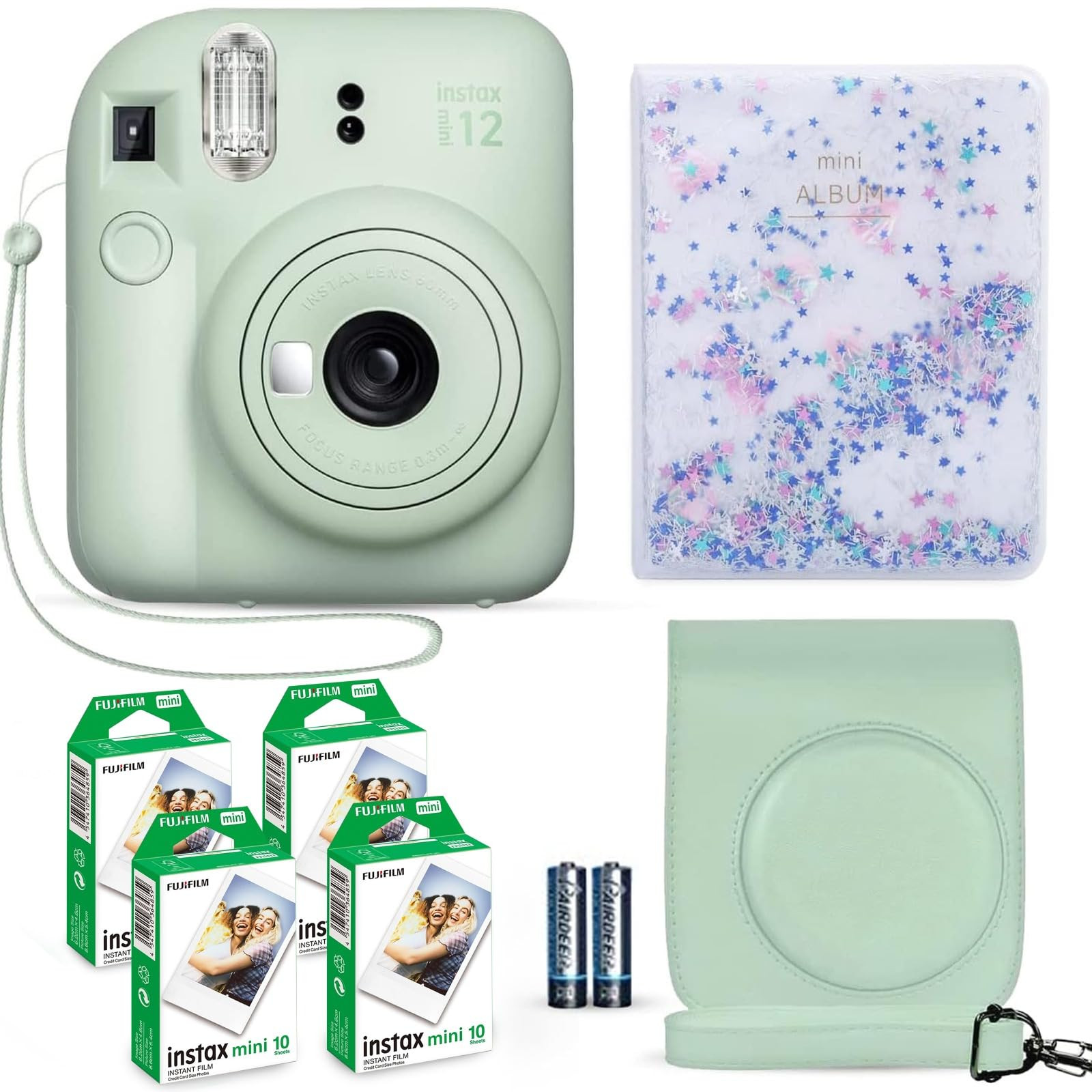 Fujifilm Instax Mini 12 Instant Camera Mint Green + Fuji Film Value Pack (40 Sheets) + Shutter Ac... | Amazon (US)