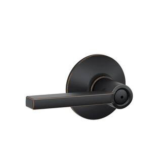 Latitude Aged Bronze Privacy Bed/Bath Door Handle | The Home Depot