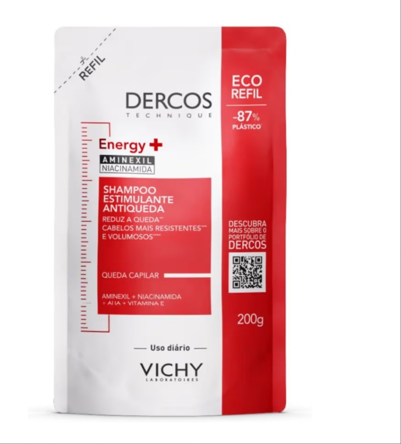 Vichy Dercos Energy+, Refil Shampoo Estimulante, Tratamento Antiqueda para Cabelos Fracos e Quebradiços, Fortalece os Fios com Aminexil, AHA, Niacinamida e Vitamina E, 200g

#LTKbrasil #LTKhome #LTKpromo