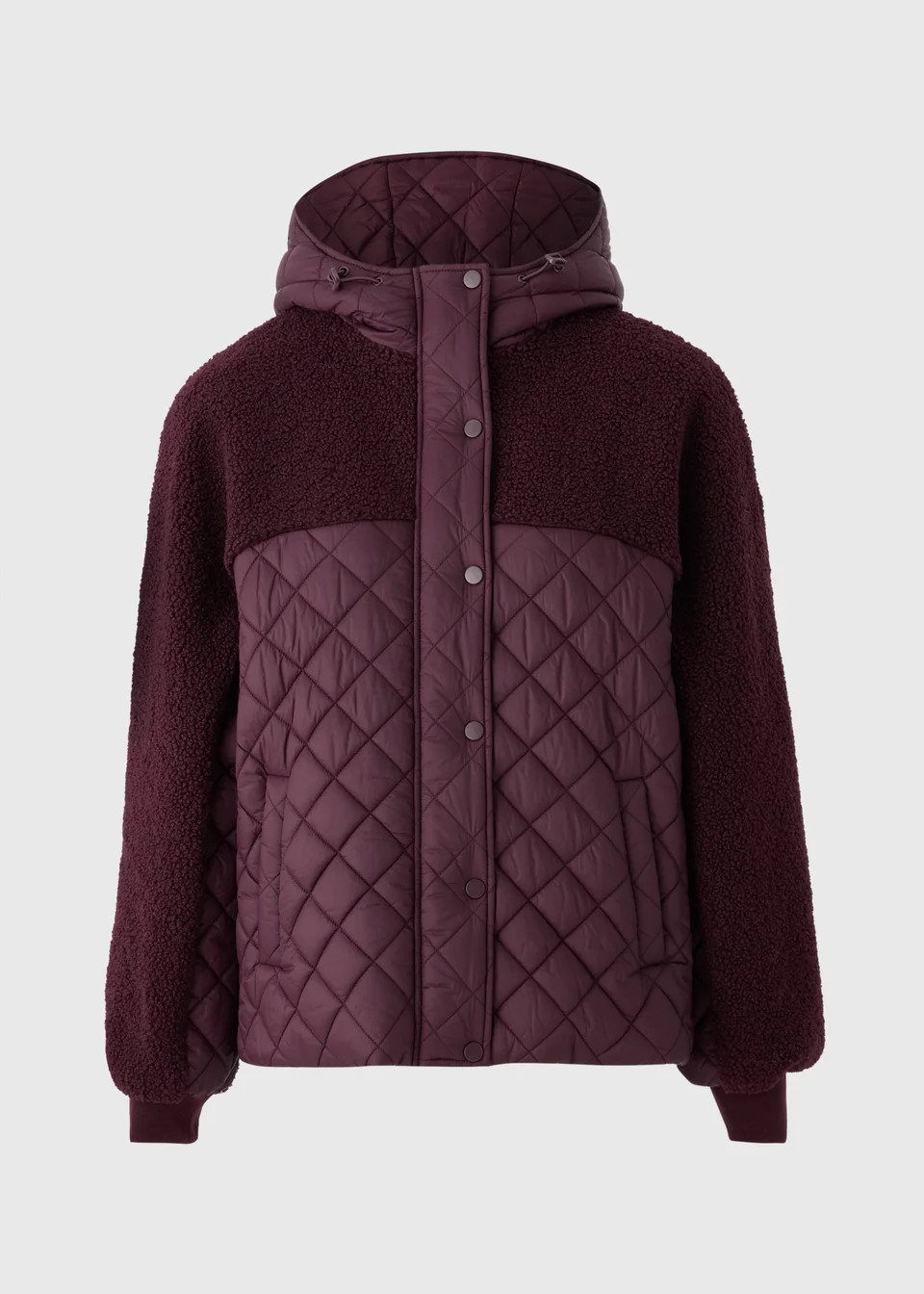 Souluxe Burgundy Borg Quilted Jacket | Matalan (UK)
