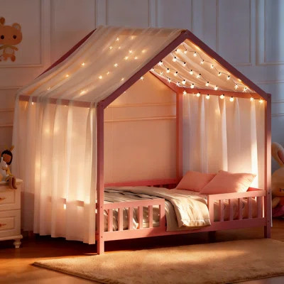 Low House Style Bed With Curtains | Wayfair North America