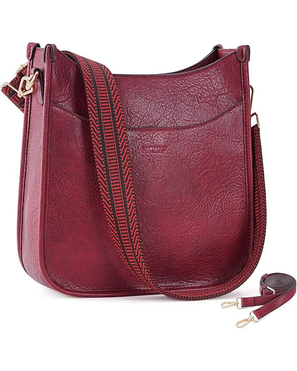 HKCLUF Crossbody Bag for Women Vegan Leather Hobo Handbags Guitar Strap Purse Shoulder Bucket Bag... | Amazon (US)