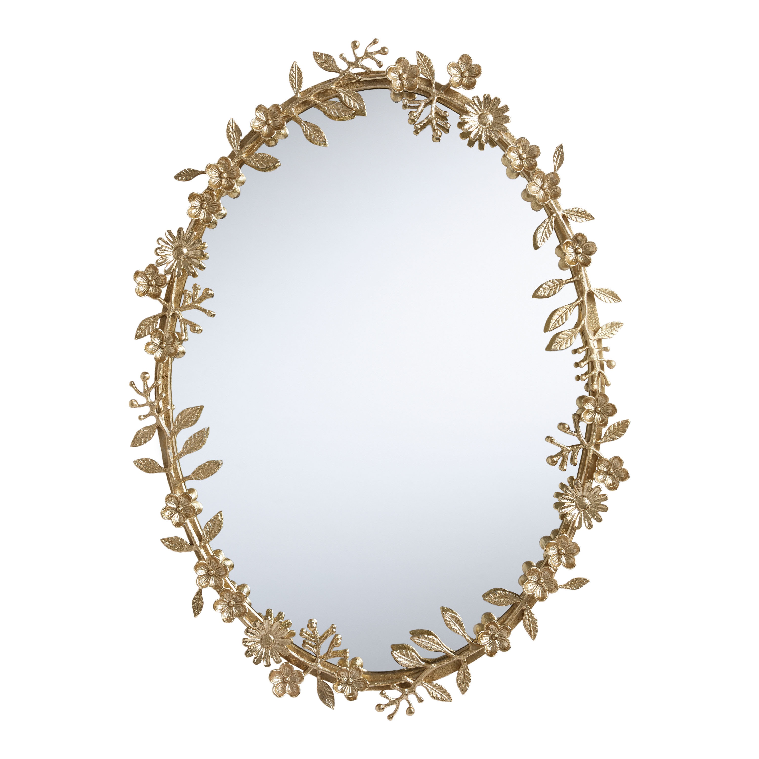 Aurora Oval Gold Floral Wall Mirror | World Market