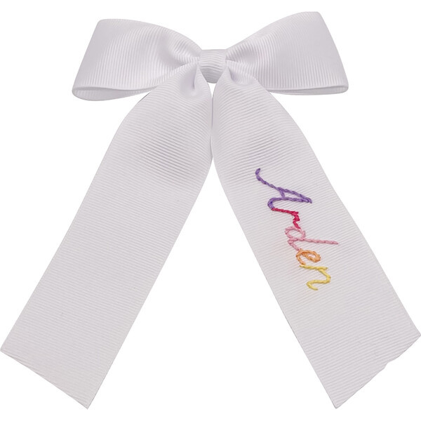 Script Rainbow Name Bow, White | Maisonette