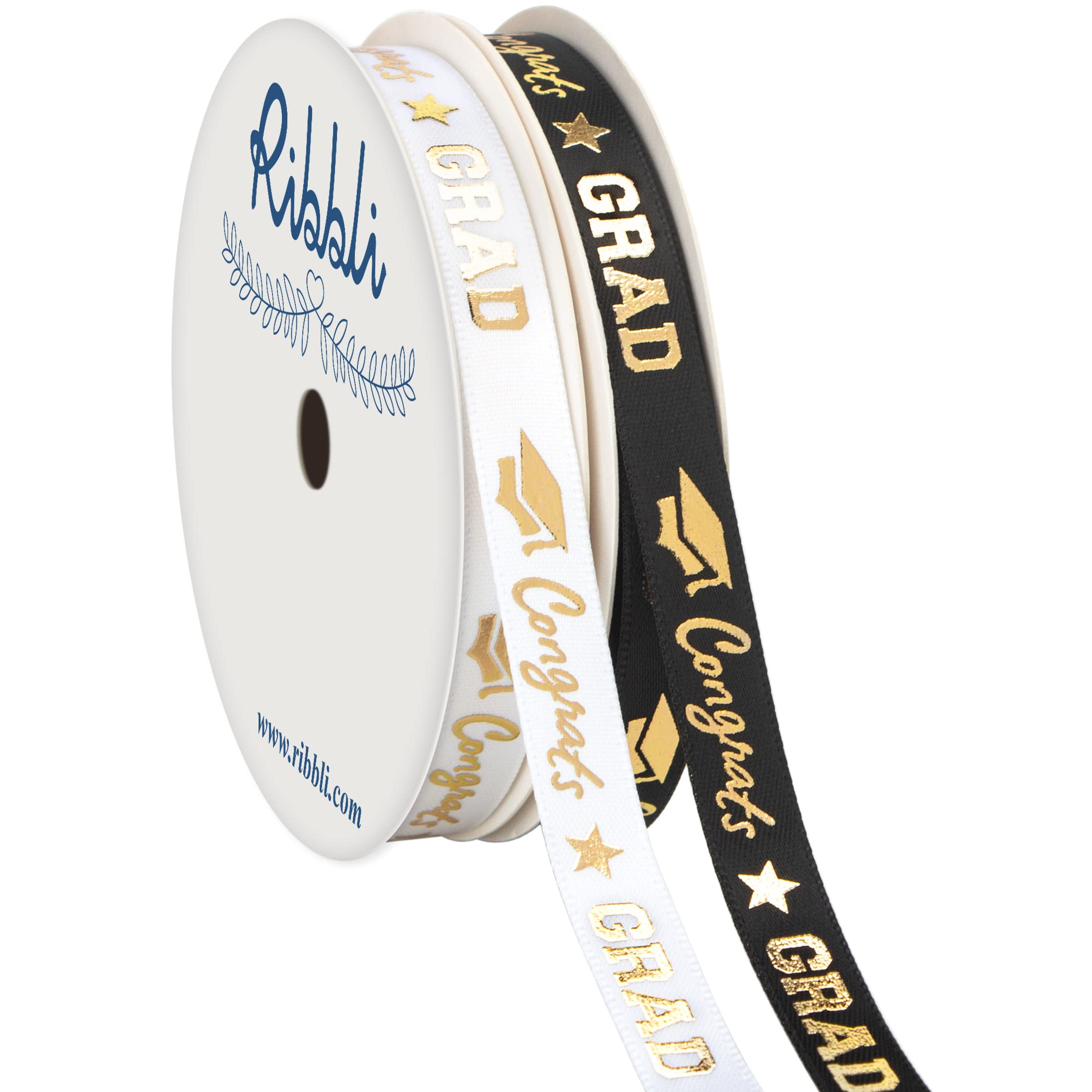 Ribbli 2 Rolls Graduation Ribbon,Congrats Grad Gold Satin Ribbon Use for Gift Wrapping,Graduation... | Amazon (US)