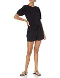 Amazon Brand - Daily Ritual Women's Supersoft Terry Puff Sleeve Romper, Black, Medium | Amazon (US)