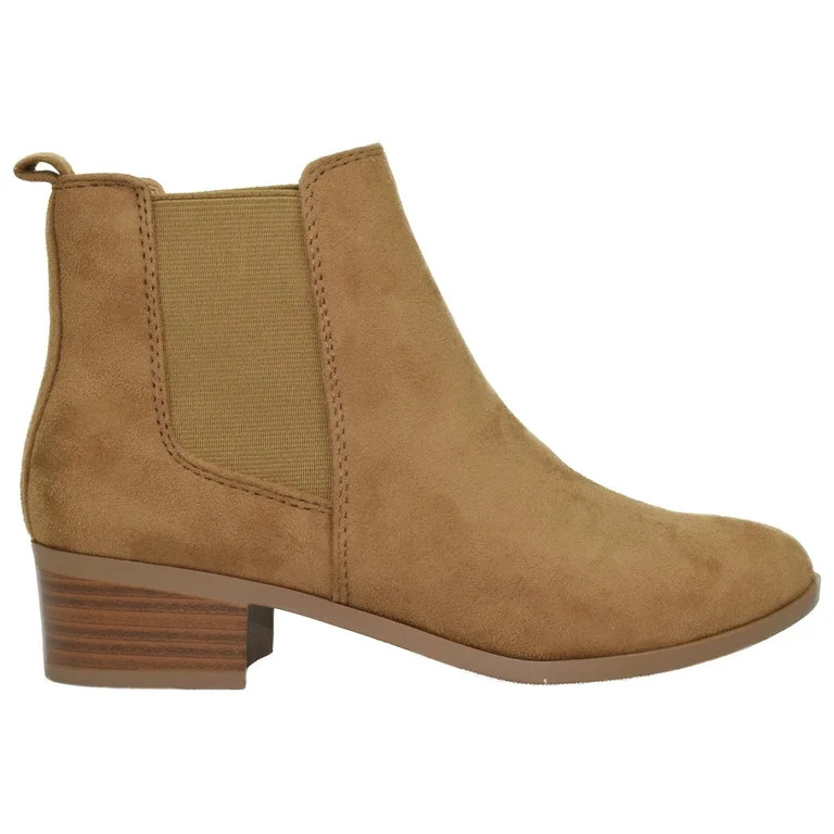 Soda Women Ankle Boots Elastic Sides Slip On Booties Block Heel Suede TEAPOT-S Tan Brown 8.5 - Wa... | Walmart (US)